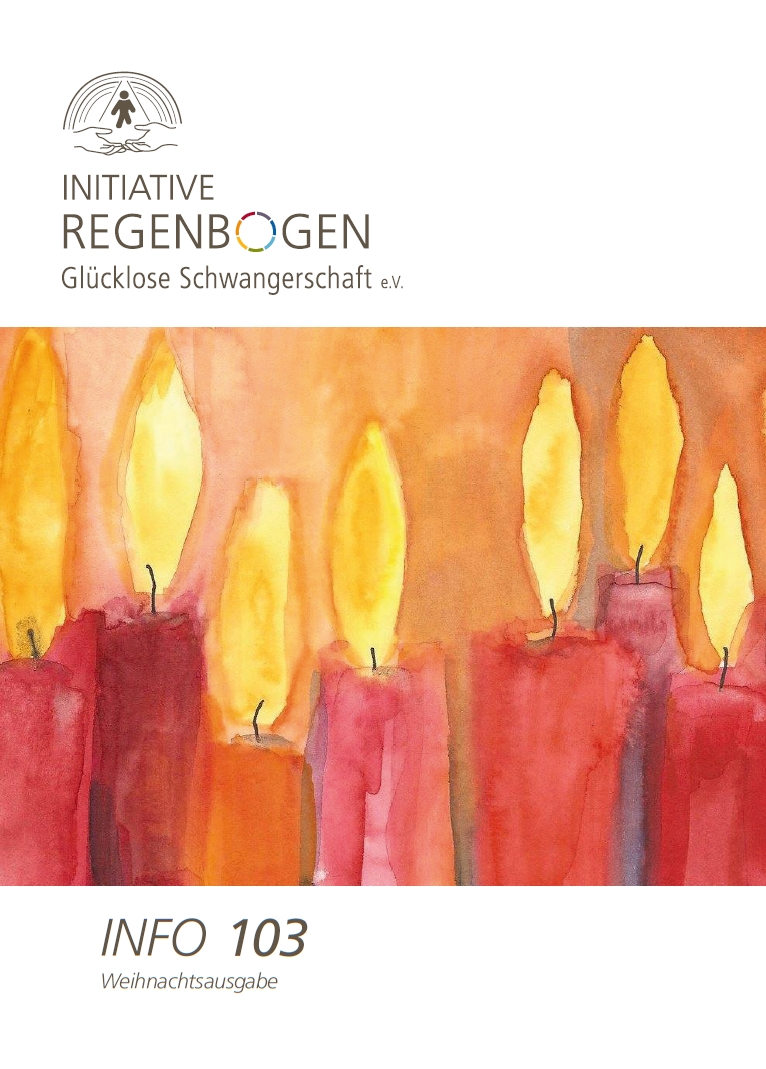 Birgit Reiersloh Kerzen Cover der Zeitschrift der Initiative Regenbogen - Cover der Weihnachtsausgabe mit dem Beitrag "Unvernebelt auf dem Weg der Trauer" von Georg Magirius