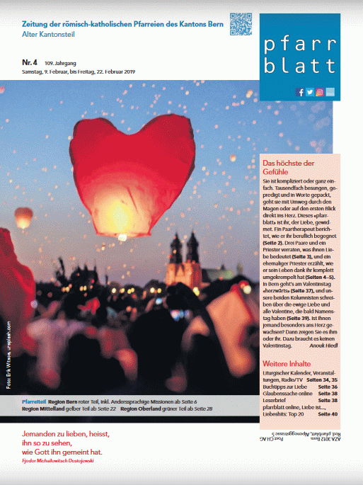 Vom Grüßen zum Küssen - Pfarrblatt Bern - ein großer Herluftballon zum Valentinstag