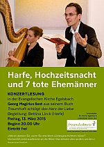 Liebe und Eigensinn: Plakat der Konzertlesung mit Bettina Linck und Georg Magirius in der Evangelischen Kirche in Egelsbach