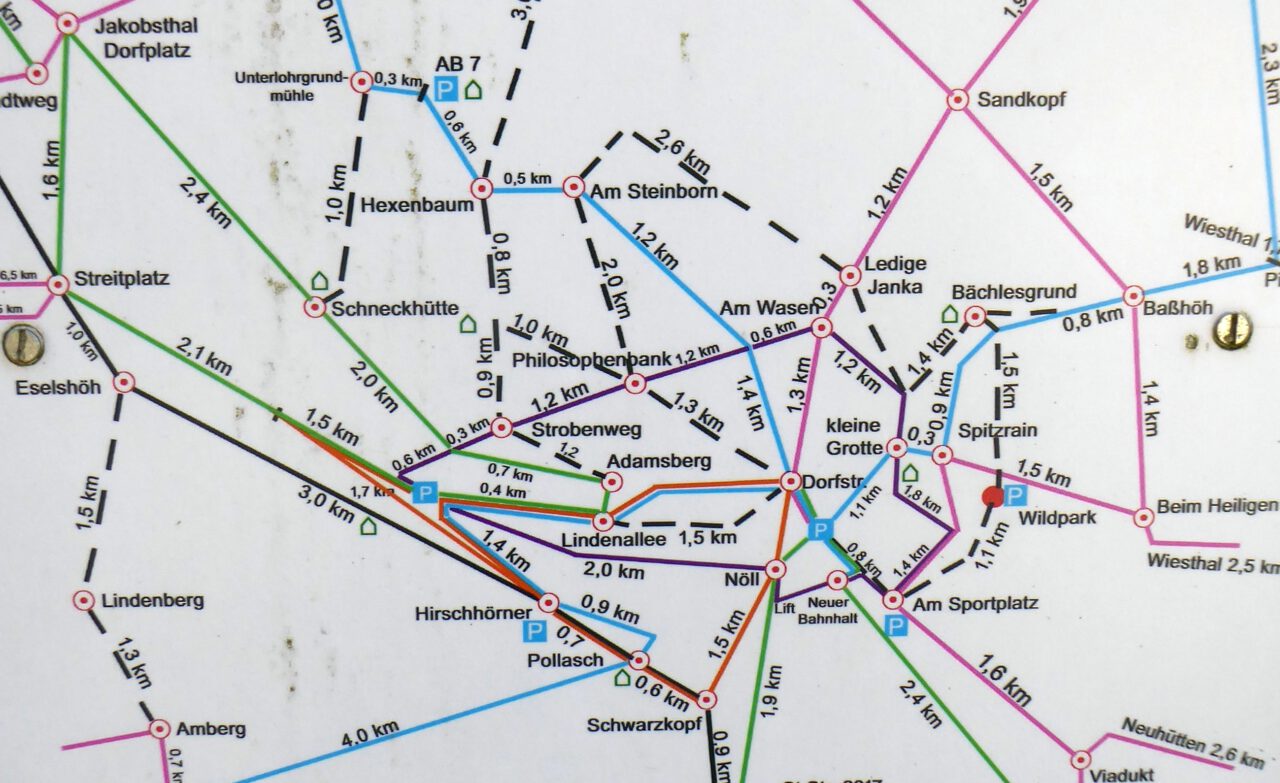 Exakte Länge von Wanderetappen im Spessart - nach einer Idee aus den Karpaten von Johan Bialdyga